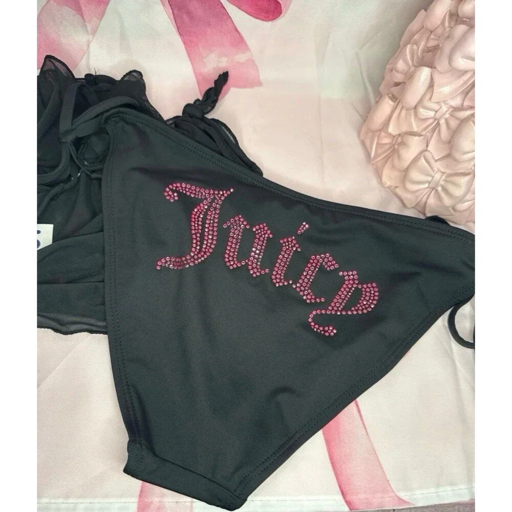Juicy Couture Lip Print Bikini Swimsuit, 3 piece set-Large - Picture 3 of 6